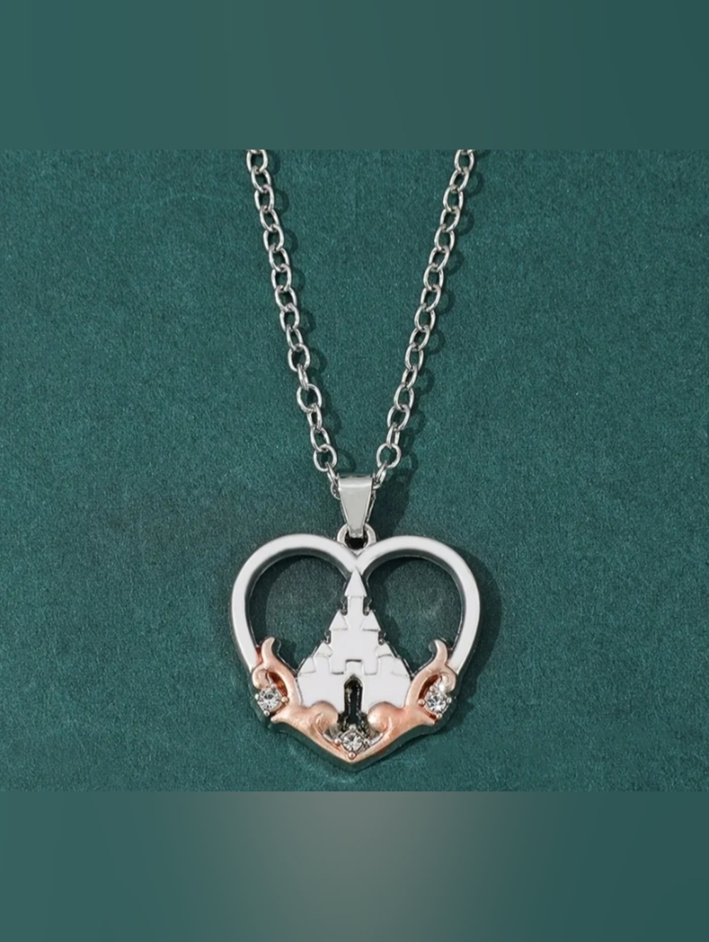❤️M $10 Each Or Bundle 4/$20 Silver & Rose Gold Heart Necklace with Castle